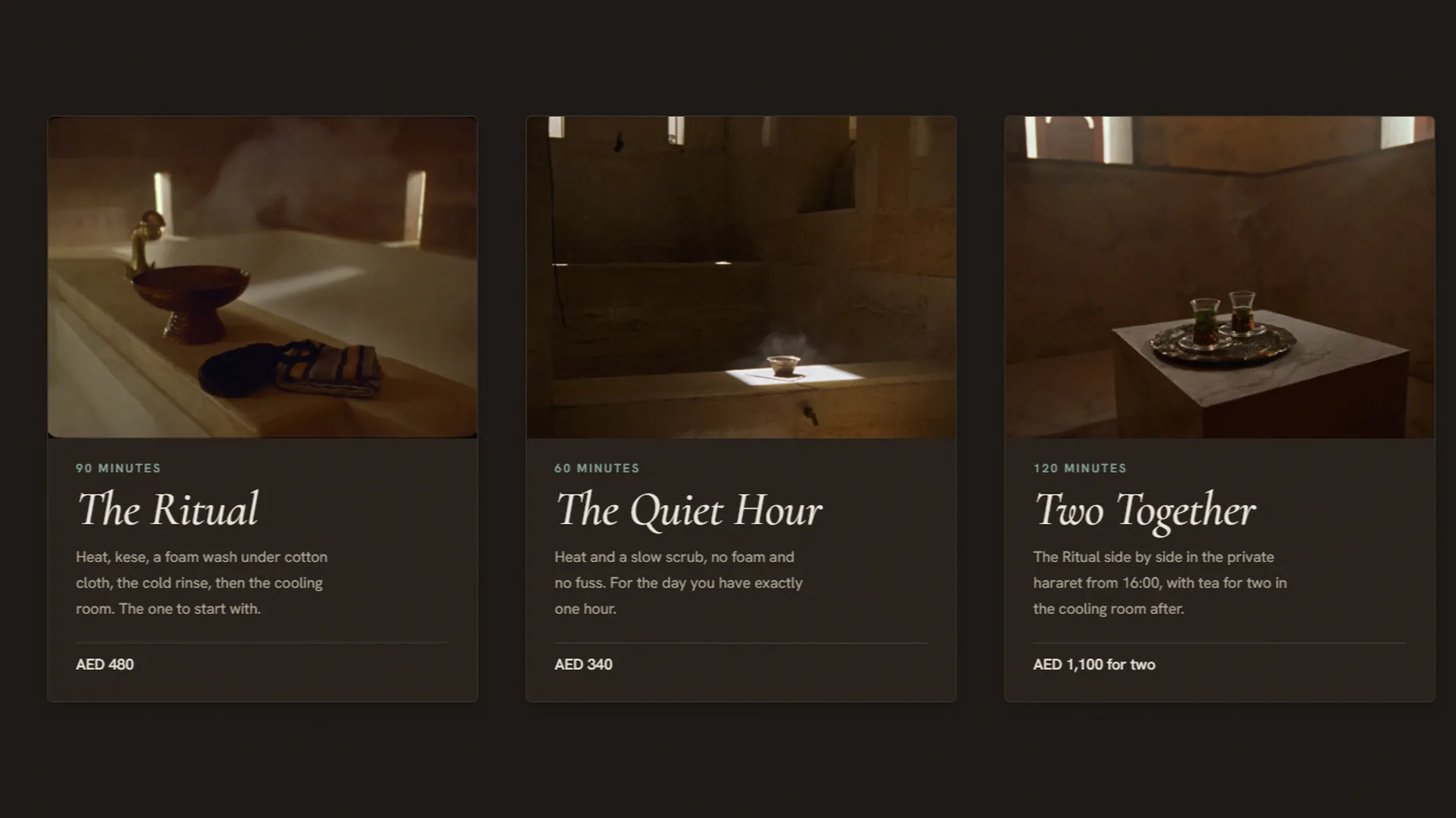 Sirr Hammam: the treatment menu travelling sideways